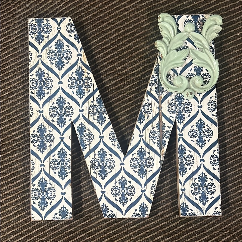Studio Decor Blue and White Wall Art Letter 'M'